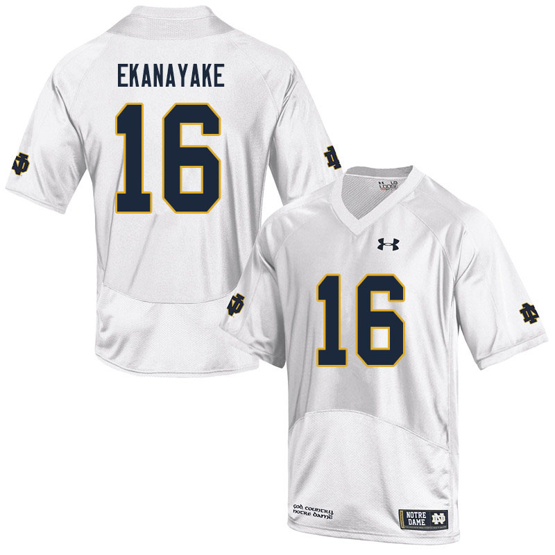 Men #16 Cameron Ekanayake Notre Dame Fighting Irish College Football Jerseys Sale-White